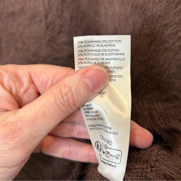 Free People Harrison Bunny Crew Neck Sweater Oversized Brown Soft Size Small NWT - Picture 6 of 7